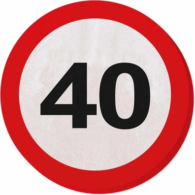 Serviette Verkehrsschild 40 Jahr 20 stk Folat