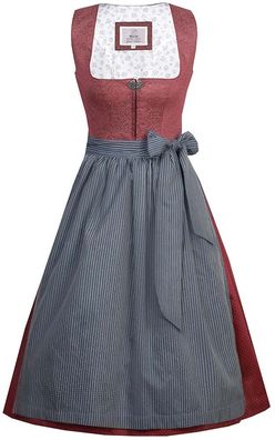 Dirndl Rosalinda 68er Länge bordeaux/blau