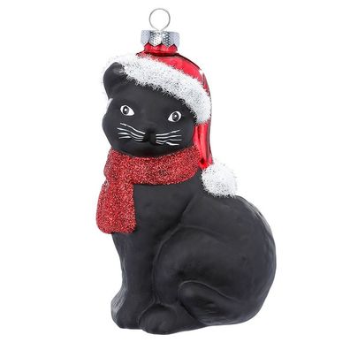 Christbaumschmuck schwarzer Kater 10cm