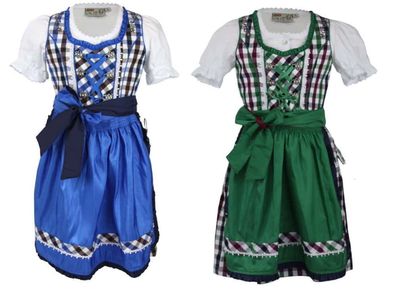 Lekra Kinderdirndl Fanny 3-tlg. Set blau oder grün