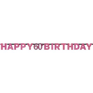 Amscan Buchstabengirlande 60 Jahre Sparkling Celebration pink 213 x 16,2 cm