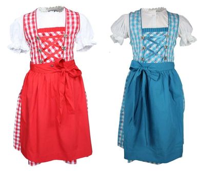 Kinderdirndl Mia Set 3-tlg rot oder blau Isar-Trachten