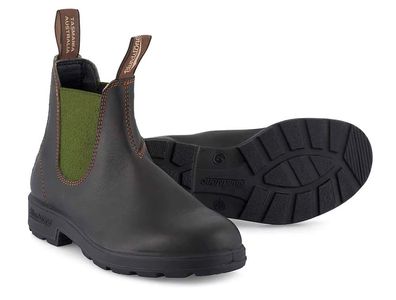 Blundstone Stiefel Boots #519 Stout Brown Leather with Olive Elastic (500 Series)