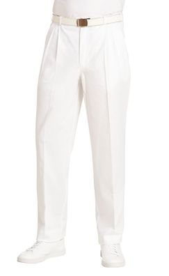 Leiber Herren Bundfaltenhose 12/1410/01 Weiß