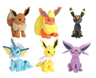 Pokemon Plüschfigur (20cm) Kuscheltier Stofftier Evoli Blitza Flamara Aquana