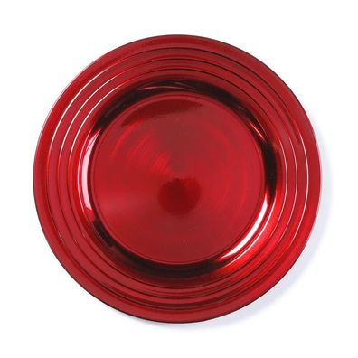 Kunststoff Dekoteller Rillen 33cm rot Inge-Glas