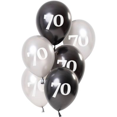 Luftballons Glossy schwarz 23 cm 70 Jahre Folat