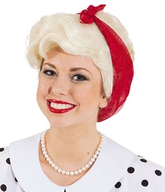 Perücke Emma blond m. rotem Tuch Orlob