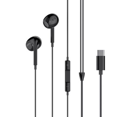 XO Kabelgebundene In-Ear-Kopfhörer 1,2m in Schwarz mit USB-C Anschluss