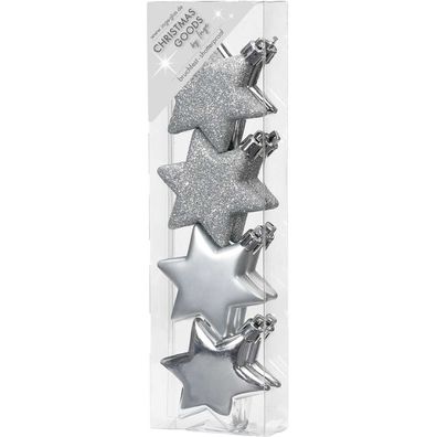 Kunststoff Sterne 8 Stk 6cm Silber-Mix Inge-Glas