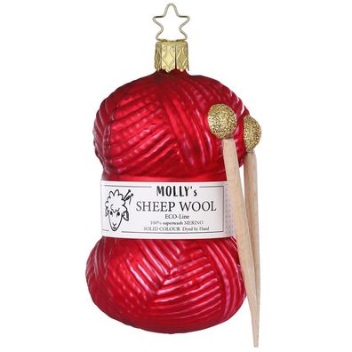 Christbaumschmuck Strickfreude rot 11,5cm Inge-Glas