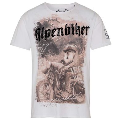 Trachtenshirt Yogi Alpenbiker weiß