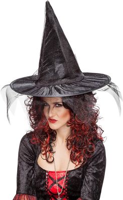 Hexenhut mit Tüll schwarz Orlob