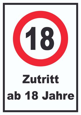 Zutritt ab 18 Jahre Schild