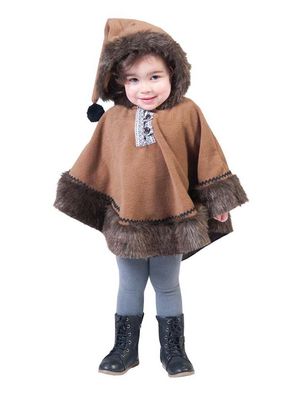 Kinderkostüm Eskimo Poncho braun Funny Fashion