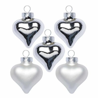 Herzen 8 Stk 4 cm Frosty Silver Inge-Glas