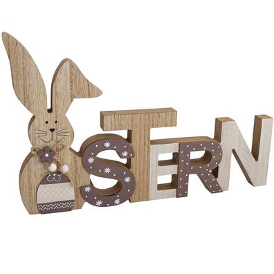 Schriftzug Ostern Holz grau zum Stellen