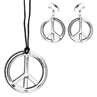 Peace Kette und Ohrringe