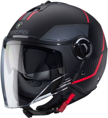 Caberg Motorrad Jethelm Riviera V4 X Geo Matt-Schwarz/Anthrazit-Rot