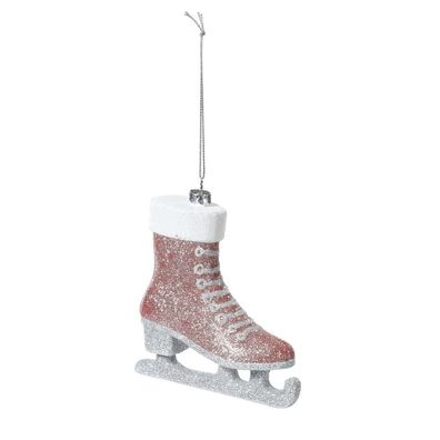 Christbaumschmuck Schlittschuh Kunststoff 12,5 cm rosa