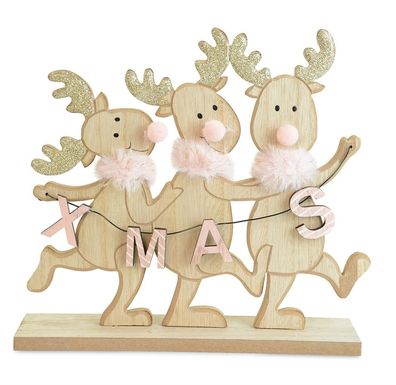 Riffelmacher Holzdeko Elche XMAS rosa 23x22 cm