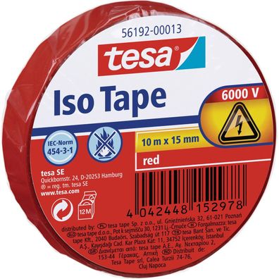 tesa 56192-00013-02 Isolierklebeband 10m x 15mm rot