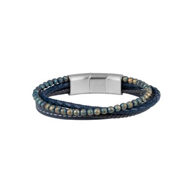 Jacques Lemans - Damen Lederarmband mit Hematite Perlen S-B107A