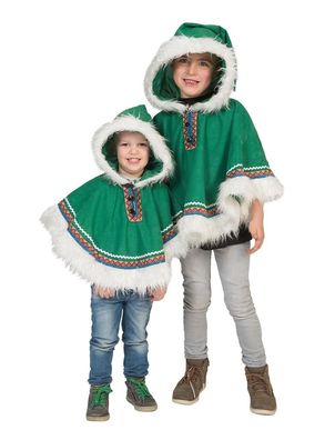 Kinderkostüm Eskimo Poncho grün Funny Fashion