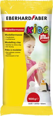 Eberhard Faber 570102 Modelliermasse EFA Plast KIDS - 1 kg, weiß