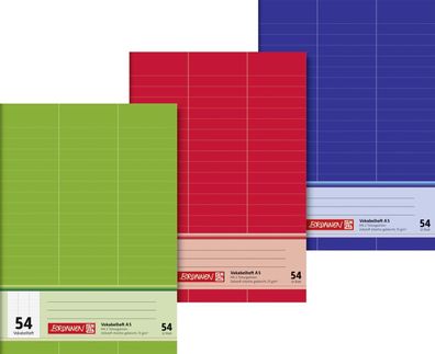Brunnen 1043925 Vokabelheft A5 liniert, mit 2 Teilungslinien, Lin. 54