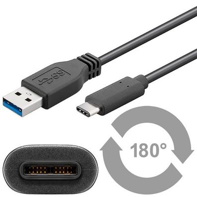 Goobay 67890 USB-C™ auf USB A 3.0 Kabel, schwarz, 1 m - USB 3.0-Stecker (Typ A) >