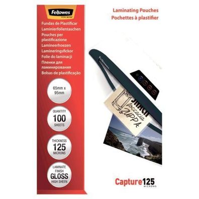 Fellowes® 5306702 Laminierfolie Capture - 95 x 65 mm, glänzend, 125 mym, 100 Stück