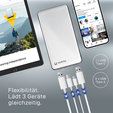 Varta 57978 101 111 Ladestation Power Bank Energy 20.000mAh weiß