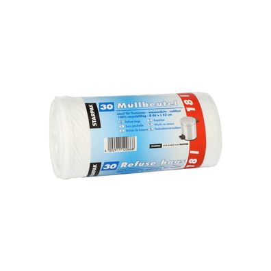 Starpak 12066 Müllbeutel - 18 L, LDPE, weiß, 30 Stück