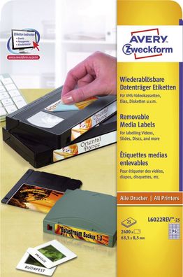 Avery Zweckform® L6022REV-25 L6022REV-25 Etiketten für Data Cartridge, wiederablös