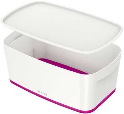 Leitz 5229-10-23 Aufbewahrungsbox MyBox Klein - A5, mit Deckel, ABS, weiß/pink