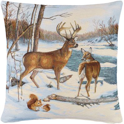 Kissenhülle Weihnachten 45x45 Gobelin Weihnachtskissen Kissen Sandner Hirsch Winter