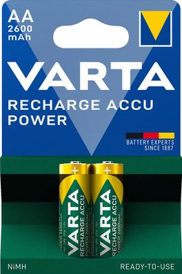 Varta 05716101402 Rechargeable Accu Power - Mignon/AA, 1,2 V, 2600 mAh, 2er Blister