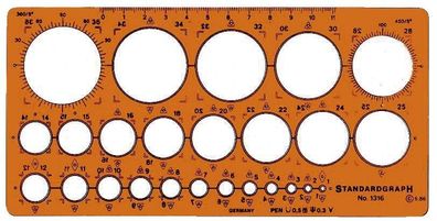 Standardgraph 1316 Kreisschablone Ø 1-36 mm (25 Kreise)