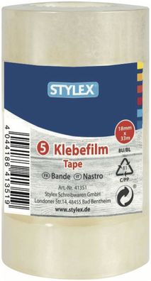 Toppoint® 41351 Klebefilm - 18 mm x 33 m, transparent, 5 Rollen