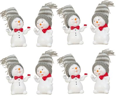 8 Stück Schneemänner klein Figur 7cm Weihnachten Dekoration Dekofigur Winterdeko