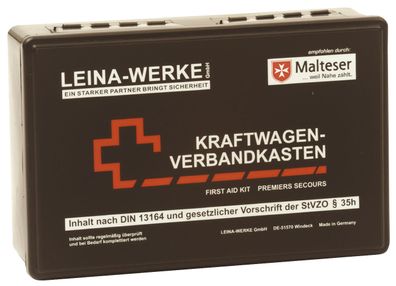 Leina-Werke 10007 Kfz-Verbandkasten Standard DIN 13164:2022 - schwarz