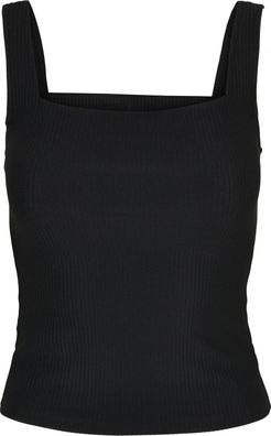 Urban Classics Damen Ladies Squard Neckline Rib Top Black