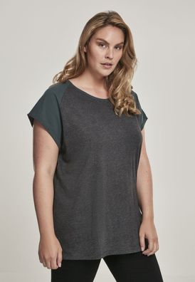 Urban Classics Female Shirt Ladies Contrast Raglan Tee Charcoal/Bottlegreen