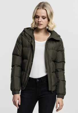 Urban Classics Damen Leichte Jacke Ladies Hooded Puffer Jacket Darkolive