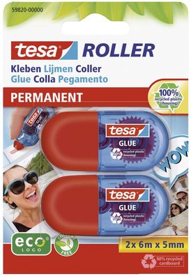 tesa® 59820-00000-00 Kleberoller Mini Einweg - permanent, 6 m x 5 mm, 2er Pack