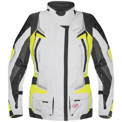 Germot Damen Motorrad Jacke Textiljacke Allround Hellgrau/Gelb