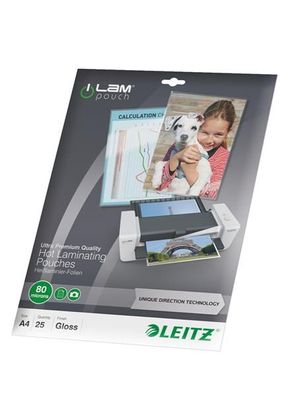 Leitz 7479-00-00 7479 Laminierfolie - A4, UDT, 80 mic., 25 Stück, glasklar