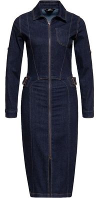 Queen Kerosin Damen Denim Workwear Pencil Kleid Denim