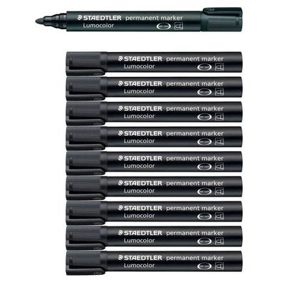 Staedtler 352-9 10x Lumocolor Permanentmarker schwarz 2,0 mm